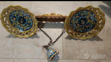 Lampadario bilanciere ceramica Caltagirone