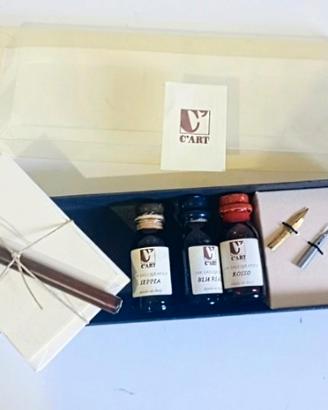 Kit di scrittura con pennini, inchiostri e timbri 