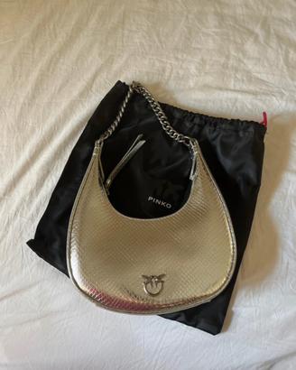 Borsa Pinko Brioche Hobo argentata