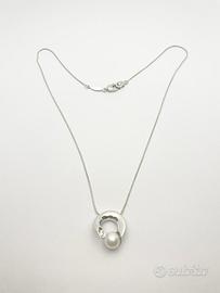 Collana oro 18 kt diamanti perla naturale (Ca)