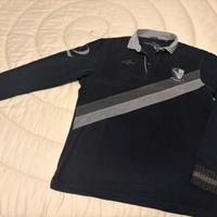 Polo blu/grigio etiqueta negra taglia xl