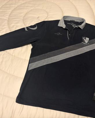 Polo blu/grigio etiqueta negra taglia xl