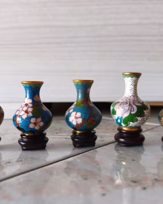 Lotto 5 mini vasetti vintage Cloisonné