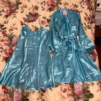 Set  Pigiama Satin cielo Kimono +Top con spalline