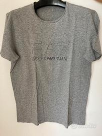 T shirt EA7 grigia con logo in rilievo - M
