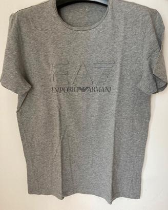 T shirt EA7 grigia con logo in rilievo - M