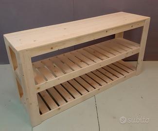banco bancone espositore legno arredo massello bio