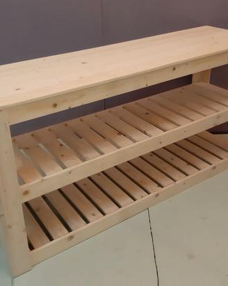 banco bancone espositore legno arredo massello bio
