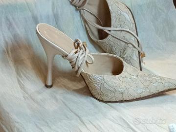 scarpe eleganti in pizzo e pelle