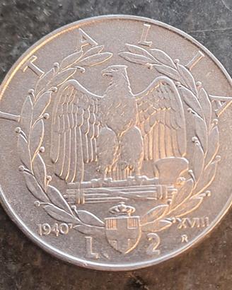 Moneta 2 lire Impero Regno d’Italia del 1940
