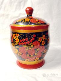 Barattolo Contenitore Khokhloma Artigianato Russo