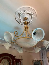Lampadario con 4 applique coordinate in vetro