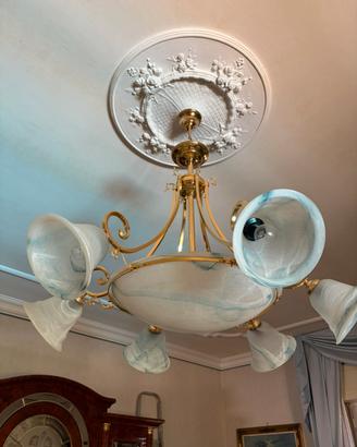Lampadario con 4 applique coordinate in vetro