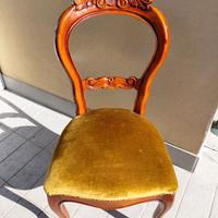 6 sedie intarsio classico e seduta in velluto