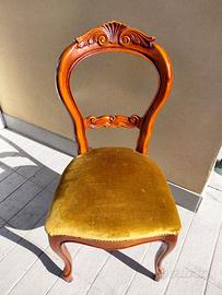 6 sedie intarsio classico e seduta in velluto