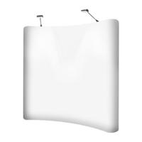 Stand fieristico Pop-Up curvo con luci e valigia