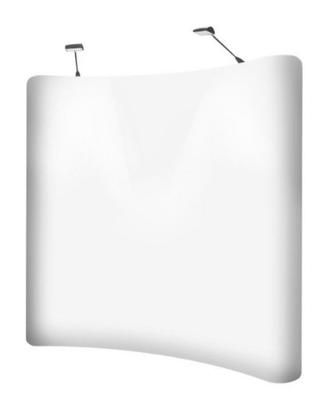 Stand fieristico Pop-Up curvo con luci e valigia