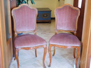 Sedie poltrone stile Luigi XV in noce bois de rose