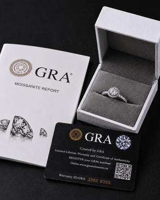 Anello Halo Moissanite S925 Regolabile