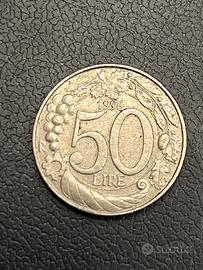 Cinquanta lire con errore di conio 1996