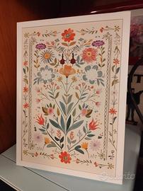 Quadro botanico floreale vintage Boho con cornice