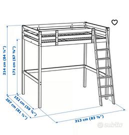 Letto a soppalco una piazza e mezzo Stora ikea