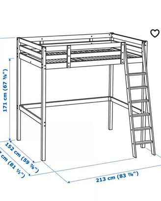 Letto a soppalco una piazza e mezzo Stora ikea