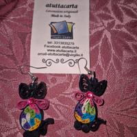 Orecchini gatto quilling attutac carta