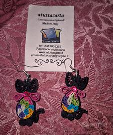 Orecchini gatto quilling attutac carta