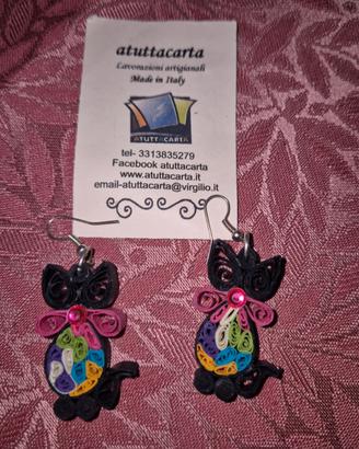 Orecchini gatto quilling attutac carta
