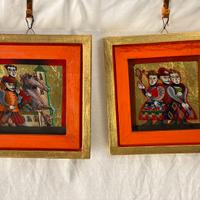 2 Quadri dipinti su vetro