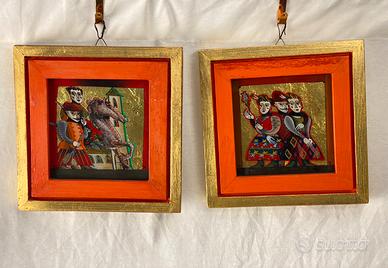 2 Quadri dipinti su vetro