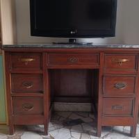 scrivania antica da centro con marmo primi 900