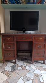 scrivania antica da centro con marmo primi 900