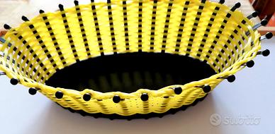 Cestino Scoubidou Plastica Intrecciata Anni 70 