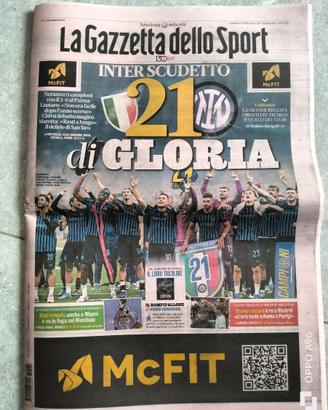 GAZZETTA INTER VINCE 21 SCUDETTO 4 MAGGIO 2025