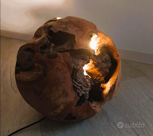 Lampada a terra in radice di teak artigianale