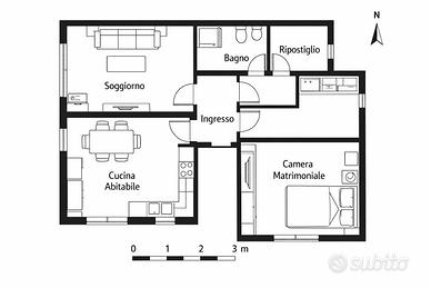 Trilocale luminoso con DOPPI SERVIZI e SPESE INCL