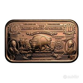 10 dollari USA Buffalo, lingotto di rame 1 oncia