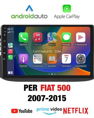 Car Tablet 9 pollici Carplay android auto FIAT 500