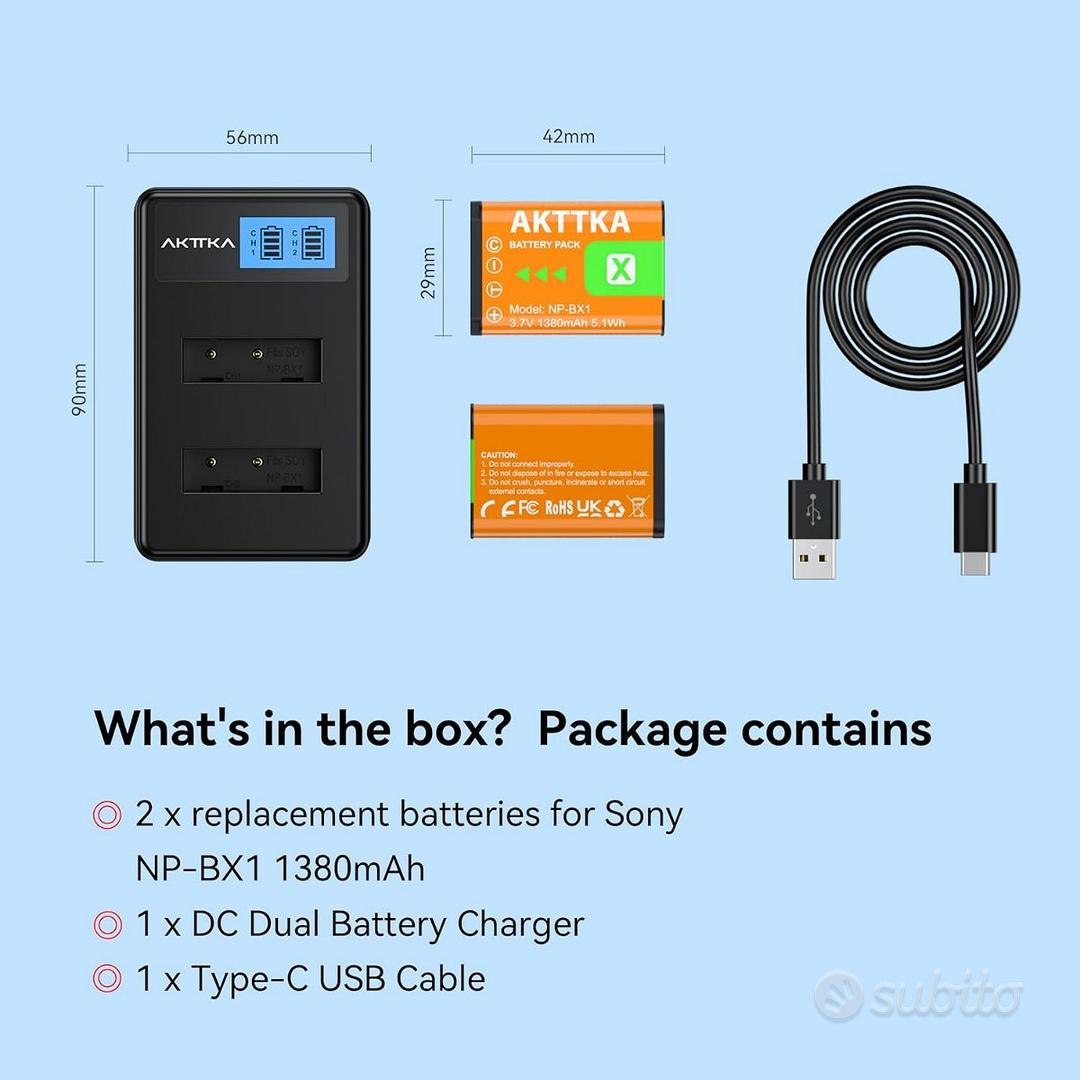 Batteria E Caricatore Doppio USB Per Sony - Ricambio 1600mAh Per Fotocamere DSC-RX100, ZV-1, AS300 E Altri Modelli - Foto 5