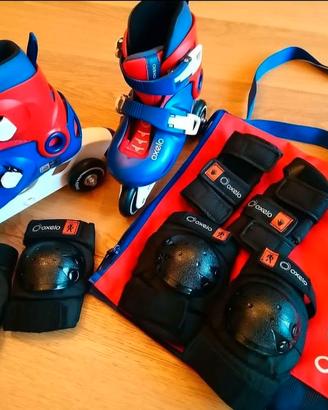 Set pattini roller Oxelo mbino borsa e protezioni