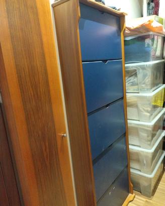 scarpiera blu legno