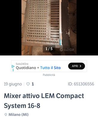 Mixer comptat system. Lem. 16/8 canali.