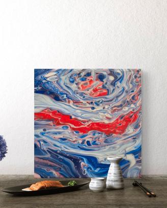 Quadro Astratto Fluid Art 30x30 cm fatto a mano
