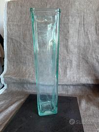 Vaso alto vetro trasparente verde turchese
