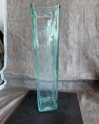 Vaso alto vetro trasparente verde turchese