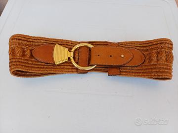 cintura elastica alta in tessuto pelle e fibbia do