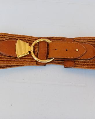 cintura elastica alta in tessuto pelle e fibbia do