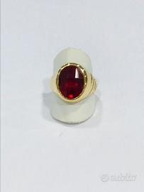 ANELLO ORO 18KT CON PIETRA ROSSA